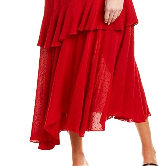 WAYF Red Ruffle “Erika” dress sz Large EUC - Picture 6 of 7